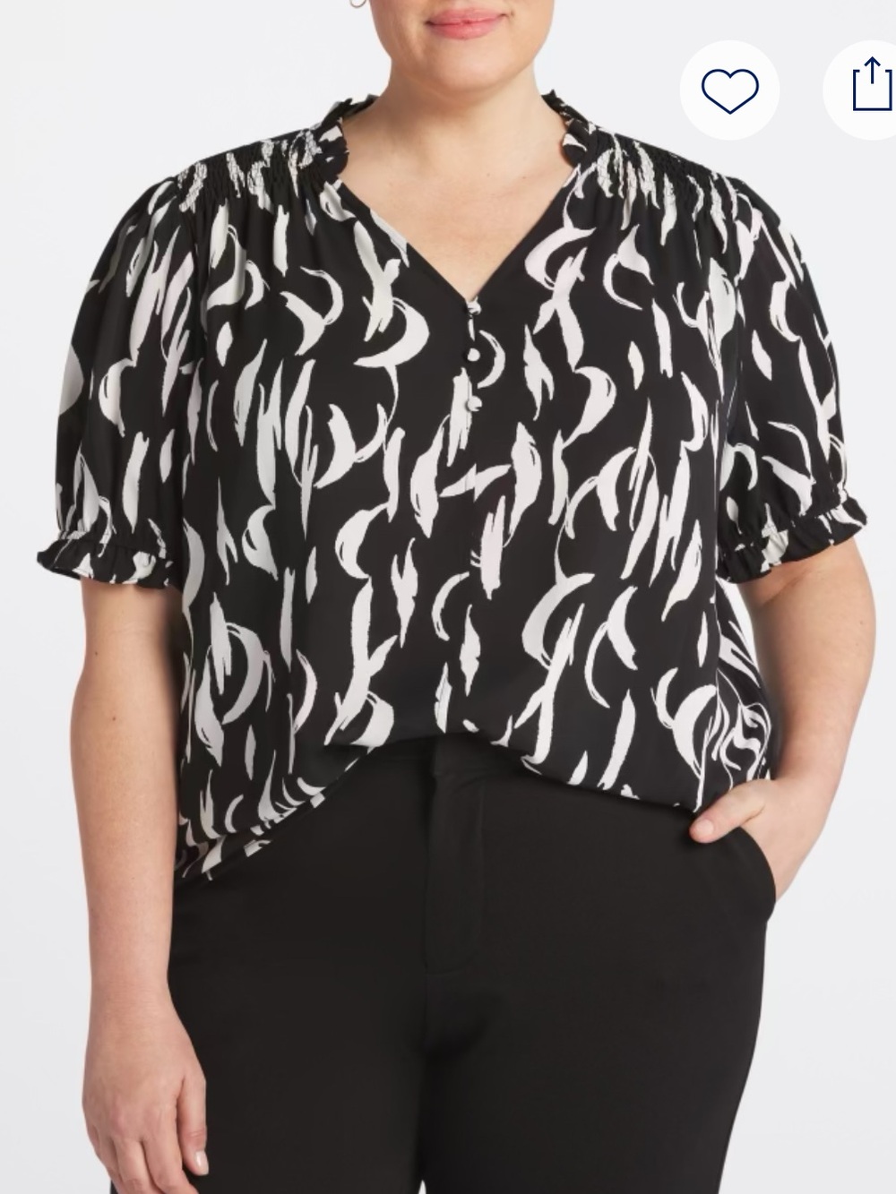 Monday Fun Wren Smocked Shoulder Blouse